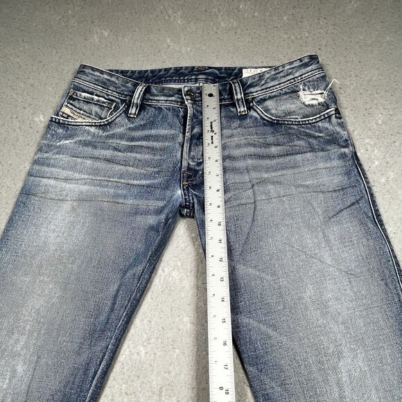 Diesel ZAF Distressed Wash Denim Jeans Button Fly Light Wash W32 L32 - Picture 7 of 15